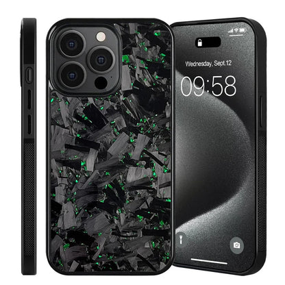 Green Forged Carbon Fiber Case iPhone Without Magsafe