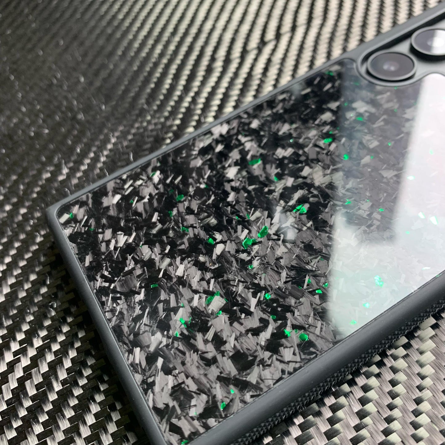 Green Forged Carbon Fiber Case Samsung Galaxy Without Magsafe
