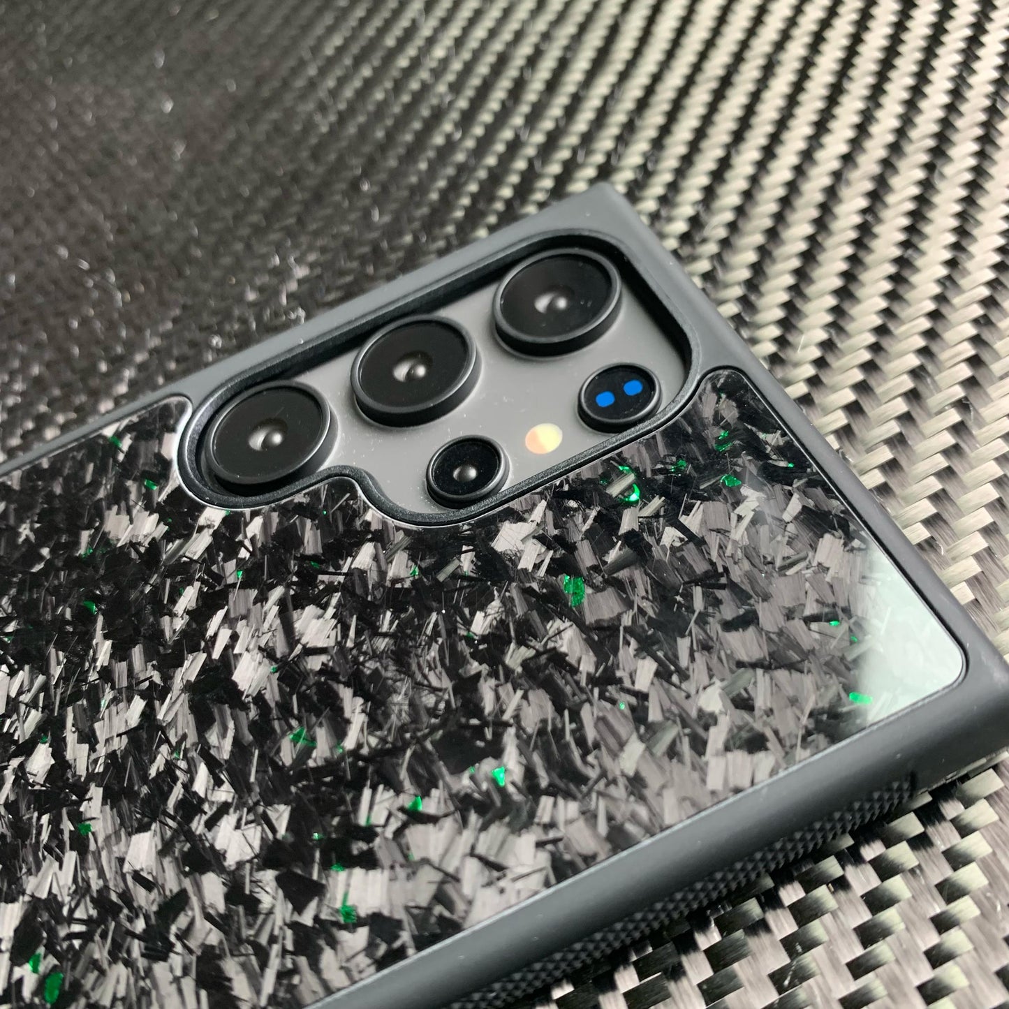 Green Forged Carbon Fiber Case Samsung Galaxy Without Magsafe