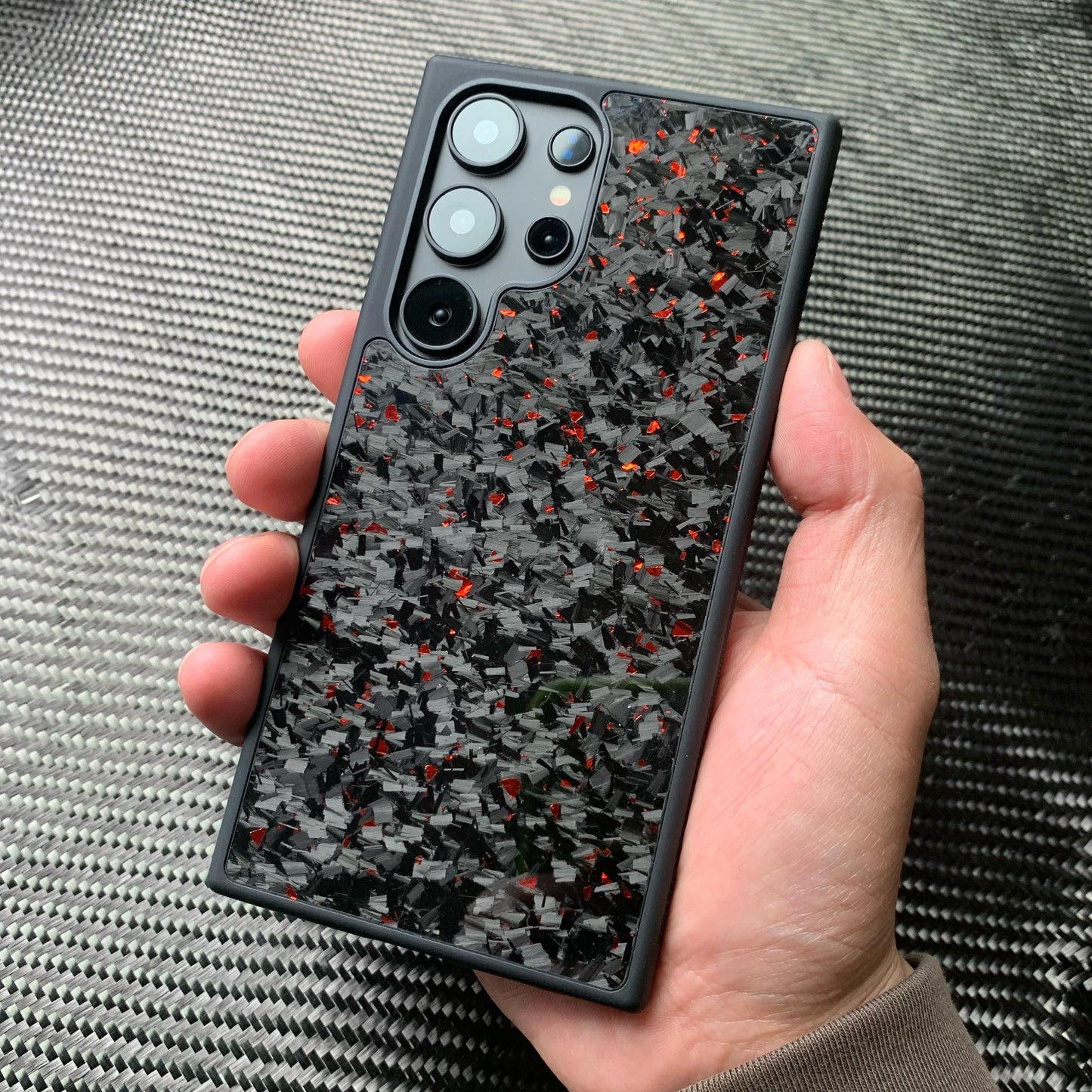 Green Forged Carbon Fiber Case Samsung Galaxy Without Magsafe