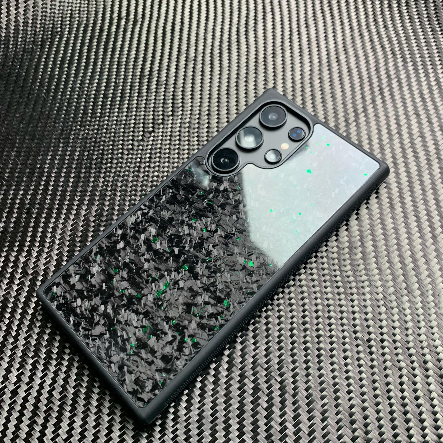 Green Forged Carbon Fiber Case Samsung Galaxy Without Magsafe