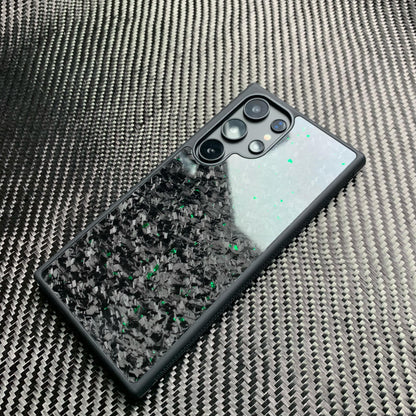 Green Forged Carbon Fiber Case Samsung Galaxy Without Magsafe